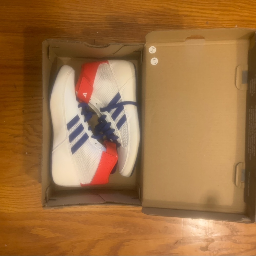 Adidas Kids Wrestling Sneakers size 2 in White, Blue, Red. Never worn